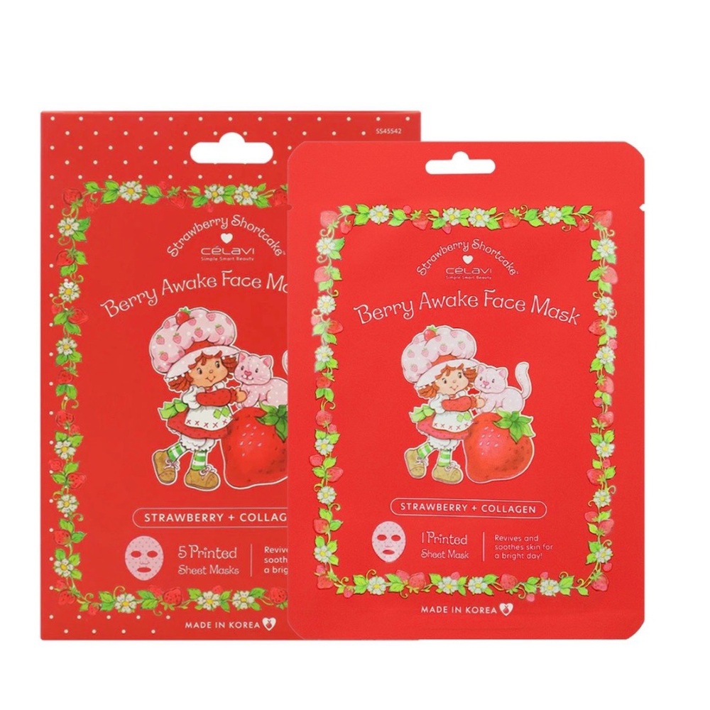 Strawberry Shortcake X Celavi-Berry Awake Face Mask with Strawberry and Collagen